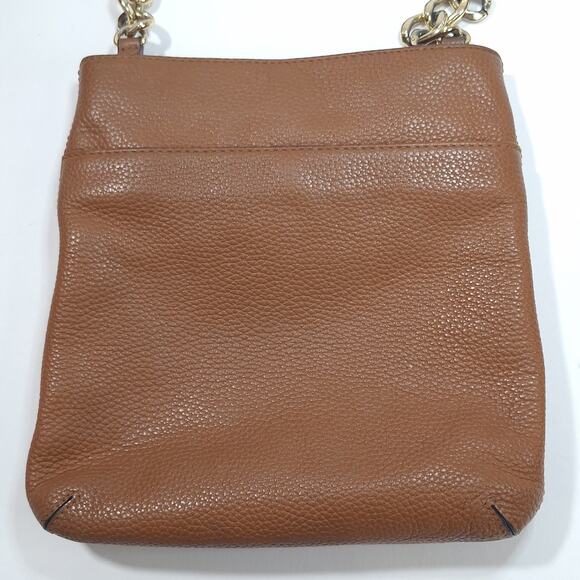 Michael Kors Purse Hamilton Brown/Tan Pebbled Leather Crossbody Shoulder Bag - Picture 4 of 14
